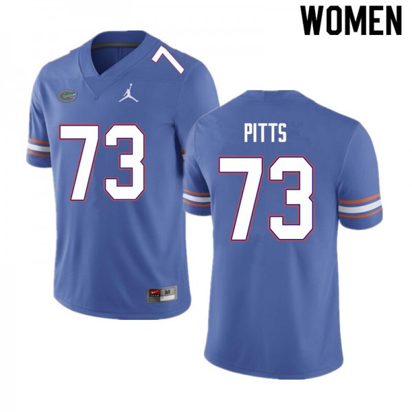 Women #73 Mark Pitts Florida Gators College Football Jersey Blue